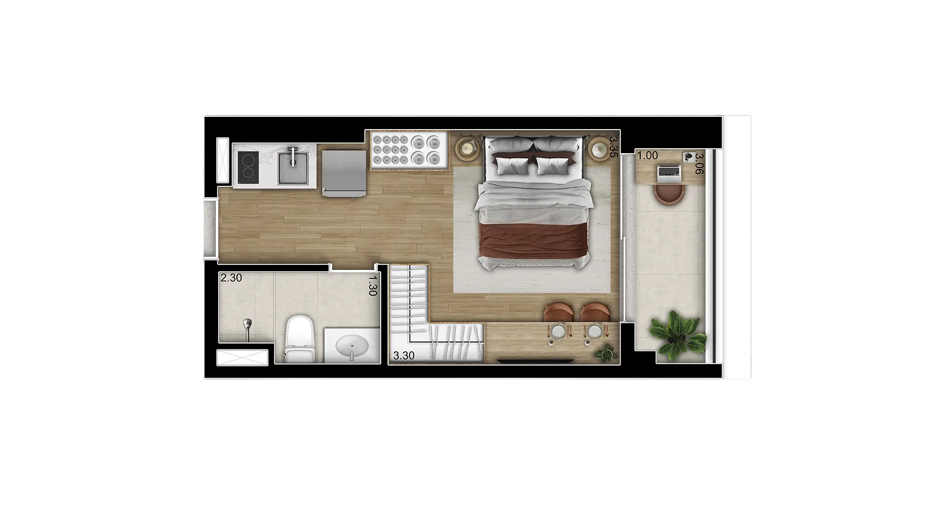 Planta Ilustrada Apto 26m²
